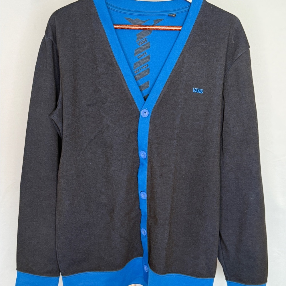Vans Men's Gray and Blue Cardigan Sweater